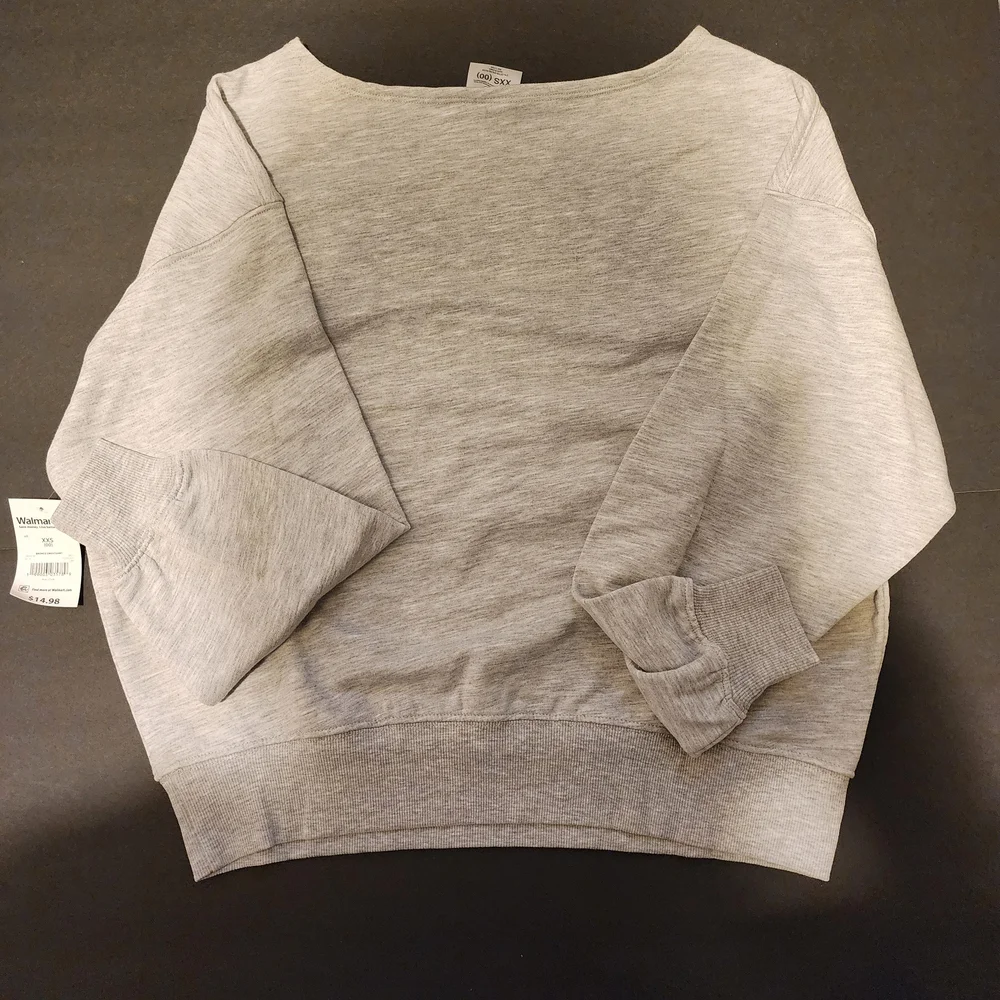 Bronco Slouchy Gray Swearshirt, Red Bronco Emblem, Female Size XXS, NWT, Gift - Picture 9 of 11